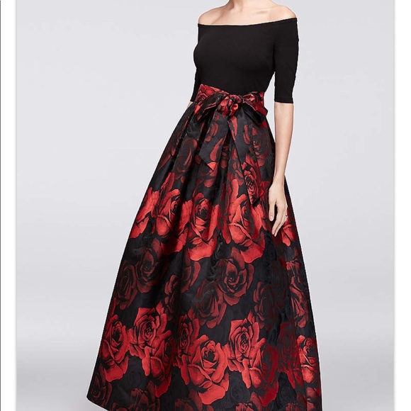 david's bridal red and black dress